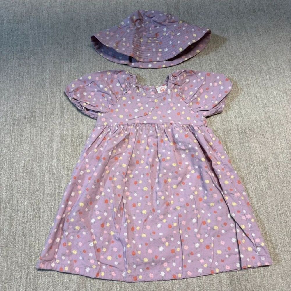 Wonder Nation 3T Girls Purple Dress and summer Bucket Hat